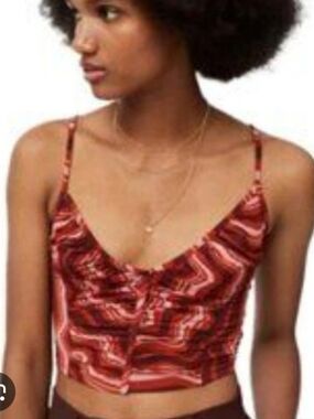 Urban Outfitters BDG Brown Pink Abstract Crop Top Bralette Festival Boho